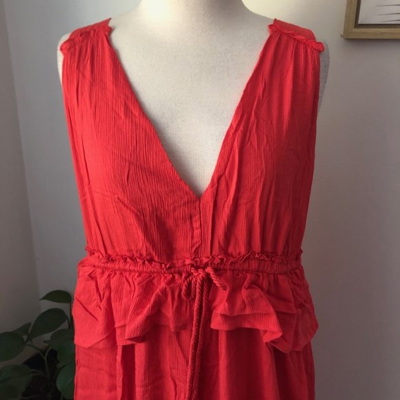 SEED Red V Neck Backless Style Boho Dress Size 12 New w Tags $99 - Picture 2 of 10